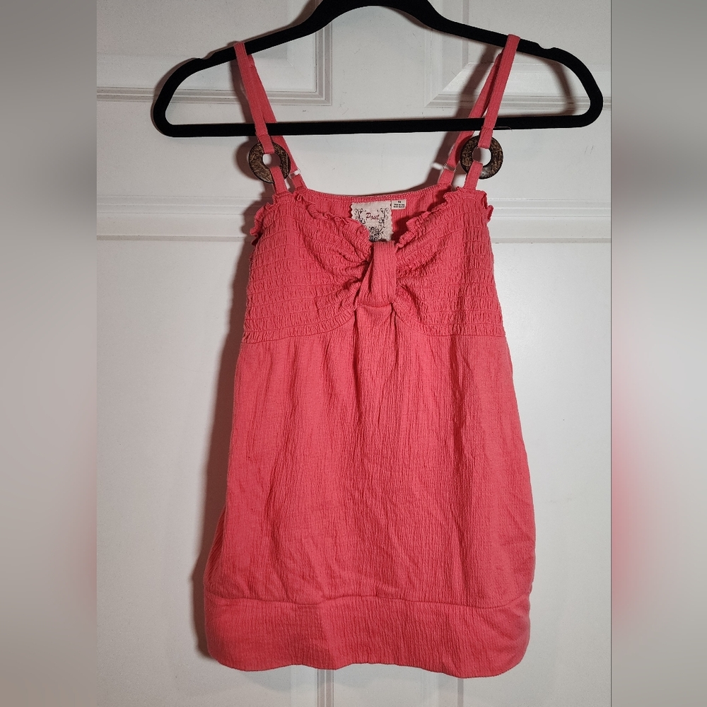 Pout Pink Crinkle Texture Sleeveless Top Medium